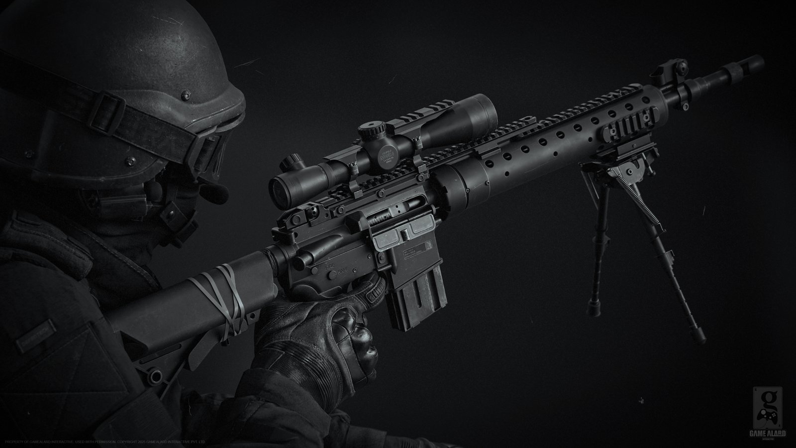 Mk-12 rifle render, textured by Alvis for Gamealard Interactive